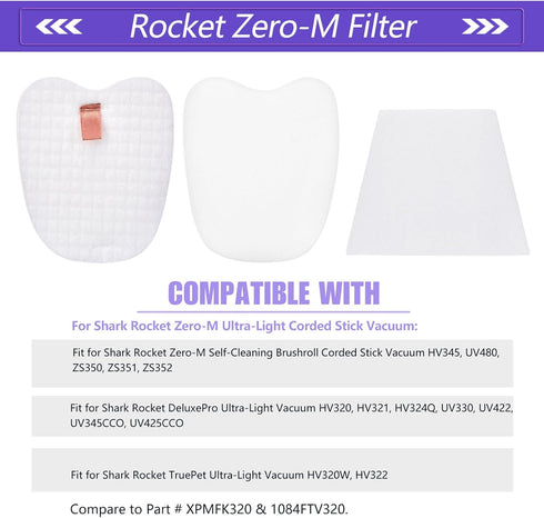 5Pack HV343amz Filter Kit for Shark Rocket DeluxePro, Compare to Part # XPMFK320 & 1084FTV320