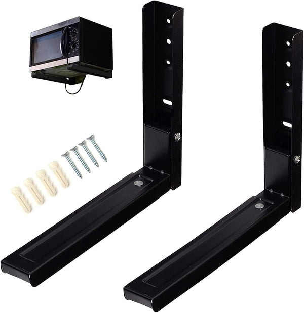 Foldable Arm Adjustable Microwave Wall Mount Brackets, Extensible Wall Hanging Oven Stand Shelf Rack, Load 100 lb