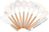 Kitchen Utensils Set, 33 pcs Non-Stick Silicone Cooking Utensils, Heat-Resistant Wooden Gadgets for Cooking, White
