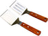 2 PCS Metal Spatula for Cast Iron Skillet, Stainless Steel Slotted Turner with Wood Handle, Flat Top Grill Spatulas