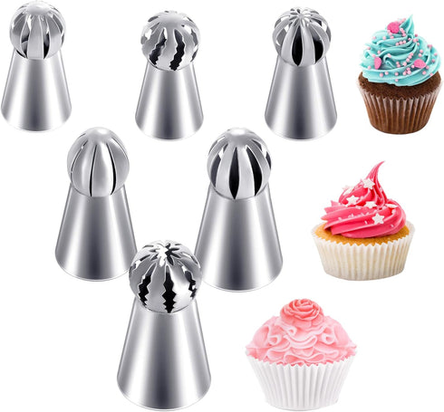 Hofumix Russian Piping Tips Cake Decorating Kit, 6pcs Buttercream DIY Baking Tools