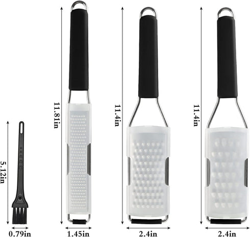 Cambom Heavy Duty Lemon Zester Grater Three-Piece Suit, Kitchen Tool for Parmesan Cheese, Ginger, Garlic, Stainless