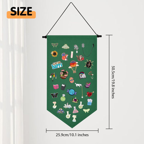 Kunyeah Wall Hanging Brooch Organizer Storage Case - Colorful Canvas Pin Board Stand for Enamel Pins (Green)