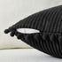 Fancy Homi Pack of 2 Black Lumbar Decorative Throw Pillow Covers with Pom-poms, Soft Corduroy Solid Rectangle Cushion