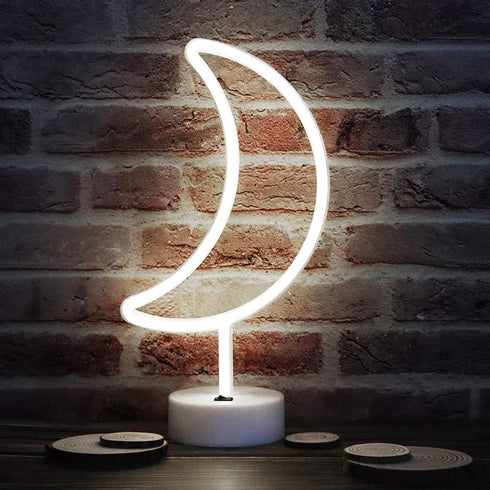 Neon Moon Lights, LED Moon Decor Neon Signs Art Decorations, Crescent Night Lights Lamp for Party Supplies, Kids Gift