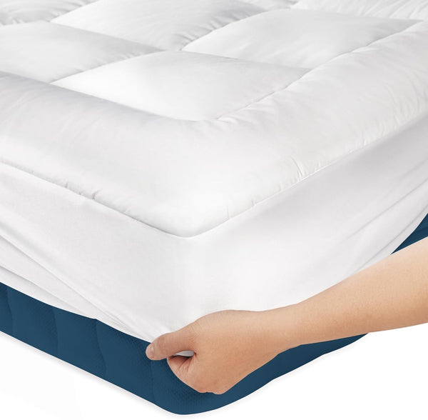 Niagara Cotton California King Mattress Topper, Pillow Top Quilted Fitted Cooling Topper for Back Pain, Fits 20 Inches