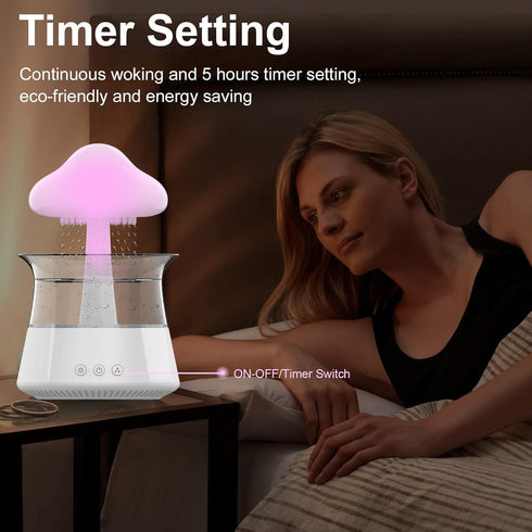 cjc Cloud Rain Humidifier for bedroom with Soothing Rain Sounds Sleep Aid, Waterfall Night Light, Mushroom Design Air