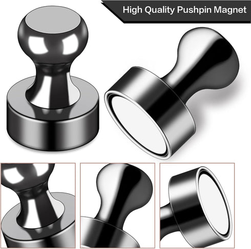 LOVIMAG 40Pcs Black Refrigerator Magnets, Strong Metal Magnets for Whiteboard, Small Fridge Magnets for Office and