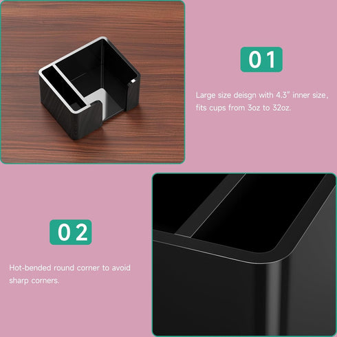 Countertop, 5.8 Inches Coffee Bar Accessories and Organizer, Disposable Cup Holder for Black Acrylic Storage