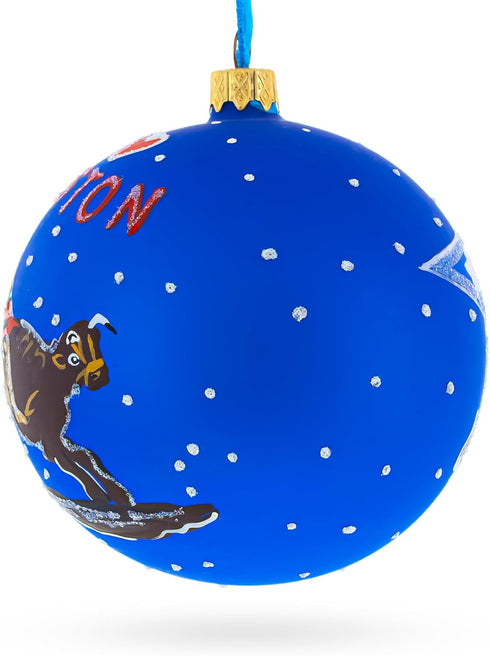 I Love Houston, Texas Glass Ball Christmas Ornament - 4 Inches
