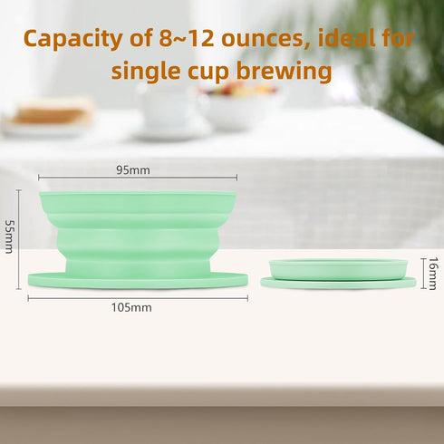 2-Packs Paperless Collapsible Travel Pour Over Coffee Dripper Kit, Reusable Coffee Strainer for Camping, Blue+Green