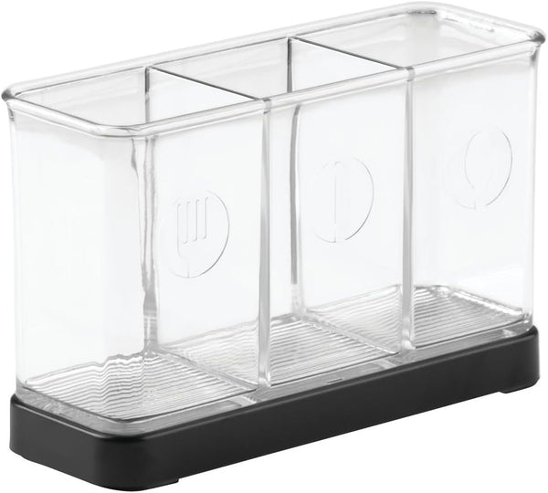 iDesign Forma Decorative Flatware Organizer - 7.4" x 2.6" x 4.75", Matte Black/Clear
