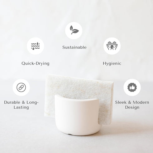 Selegna Diatomite Stone Sponge Caddy Quick Drying Diatomaceous Earth Sink Organizer Instant Drying Kitchen Sponge