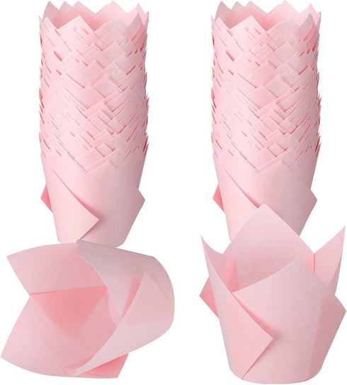 Jutom 200 Pack Tulip Cupcake Liners, Greaseproof Muffin Liners for Weddings, Birthday Cake Balls, Muffins