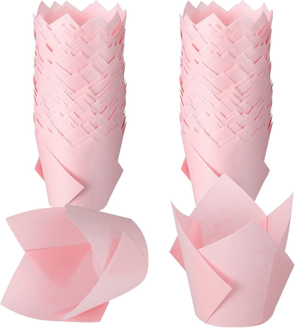 Jutom 200 Pack Tulip Cupcake Liners, Greaseproof Muffin Liners for Weddings, Birthday Cake Balls, Muffins