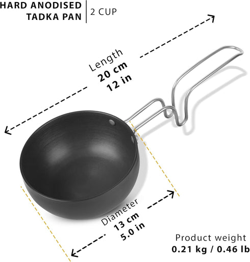Mini Tadka Pan with Scratch Resistant Coating for Eggs, Spices, Melting Butter, Large Tadka Pan for Saag, 5 Inch