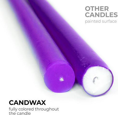 Candwax 10 inch Taper Candles Set of 4, Dripless and Unscented Candlesticks for Dinner and Household Decor - Purple