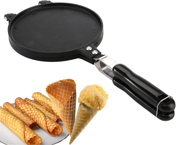 Dicunoy Waffle Cone Maker, Nonstick Ice Cream Cone Maker, 6.7" Egg Roll Crepe Pan for Waffle Cups