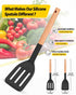 Pack of 2 Silicone Cooking Spatula, Heat Resistant Solid Turner, Non Stick Slotted Spatulas with Wooden Short Handle,Ideal Wood Kitchen Utensils Set for Frying, Baking, Flipping, Turning by BUNDLEPRO