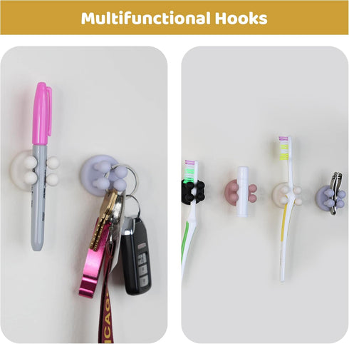 4Pcs Mindful Design Razor Holder - Self Adhesive Silicone Toothbrush Holders Wall Mounted to Mirror for Shower Hanging