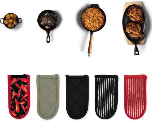 Evoio Cast Iron Skillet Handle Covers - Heat Resistant Pot Pan Sleeves Mitt Cover for Kitchen (4-Pack Black)