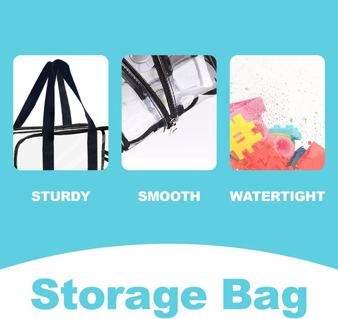 Ycchensying Game(1, Clear Toy Storage Bag with Zipper - Organizing Bags for Home Travel with Handles - for Building