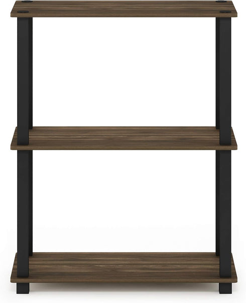 Furinno Turn-S-Tube 3-Tier Compact Multipurpose Shelf Display Rack, Columbia Walnut/Black