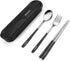 Travel Cutlery Set - 18/8 Stainless Steel Reusable Utensils Set with Case, Portable Silverware Lunch Box for Camping