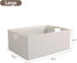 Fabric Storage Bin Box, Foldable Cotton Linen Basket with Wooden Handles, Large Rectangular Laundry Organizer.
