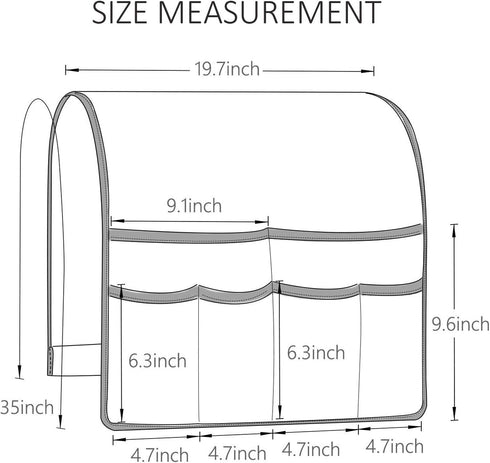 Glasses(Beige,19in) FLYILY Sofa Armrest Organizer Non-Slip Arm Chair Hanging Caddy Remote Control Holder for Magazine