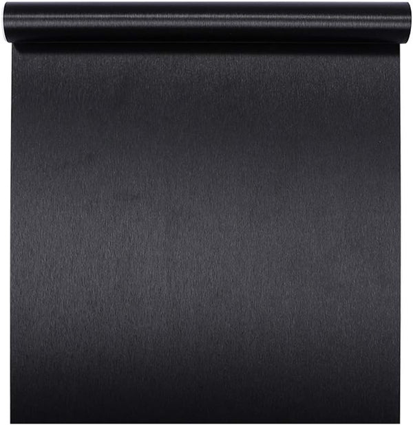Self-Adhesive Vinyl Film Black Brushed Metal Contact Paper for Kitchen Cabinets, Appliances, 15.7x117 Inches