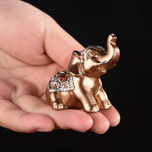 BRABUD Gold Resin Small Elephants Statues Home Decor Gift Set of 6 BS123 (Gold)