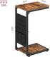 Vovonusy ET-P-BR1 Wood Pedestal Small TV Trays for Eating, C Shaped End Table Storage Bag, Sofa Side Table Couch Desk