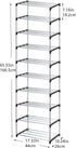 Stackable Small Shoe Rack, Entryway, Hallway and Closet Space Saving Storage and Organization (10-Tier, Black)