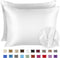 Satin Pillowcase with Zipper for Hair and Skin Care, Soft and Cool Like Silk, White, 2 Pack