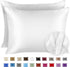 Satin Pillowcase with Zipper for Hair and Skin Care, Soft and Cool Like Silk, White, 2 Pack