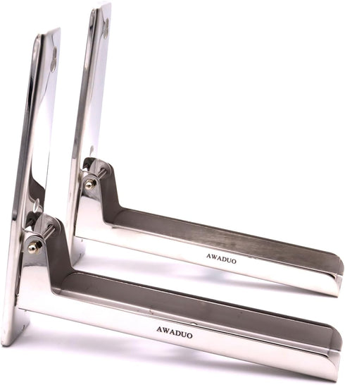 Retractable Foldable Stainless Steel Microwave Oven Rack, Wall Mounted Stand Holder with Two Hooks
