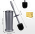 Toilet Brush and Holder 2 Pack, Extra Long Handle Toilet Bowl Scrubber with Covered Holder for Deep Cleaning (Grey)