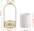 JUXYES Ceramic Silverware Holder for Tabletop, White Cutlery Holder with Golden Metal Bracket for Kitchen