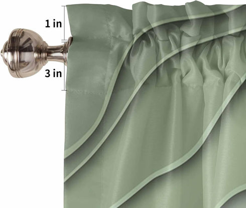 Sage Green Grey Ombre Valances for Windows, Modern Geometric Kitchen Curtains, 54" x 18"