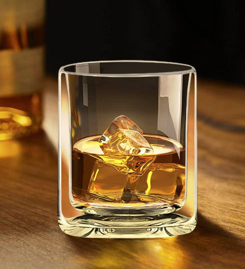 Sun's Tea Double Walled Drinking Glass - Set of 2, Manhattan-Style for Hot & Cold Liquids