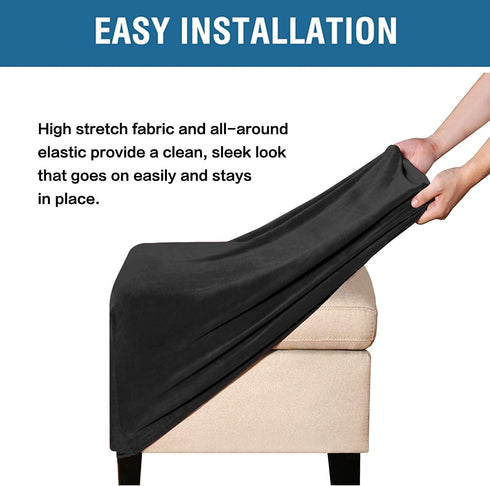 ADPON Square Velvet Ottoman Covers Ottoman Slipcover Square Footstool Protector Covers Storage Stool Ottoman Covers