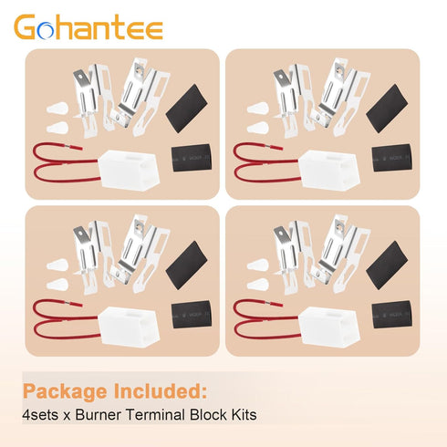 gohantee Burner Terminal Receptacle Block Kit, Pack of 4, Replace # 12001676 Compatible with Kenmore Sears & Maytag