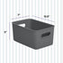 Superio Ribbed Collection Decorative Plastic Open Storage Bins, Medium Grey (2 Pack) for Organizing Closet and Shelves