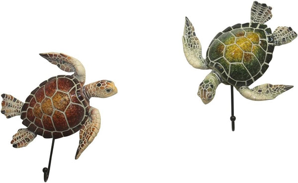 Comfy Hour Ocean Voyage Collection Sea Turtle Coastal Beach Coral Theme Decorative Wall Hanger Set of 2