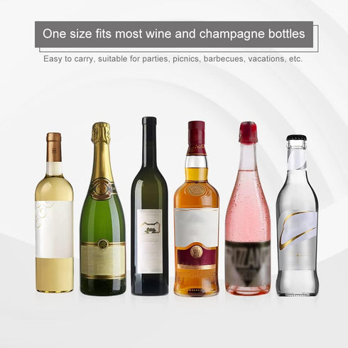 Wine Cooler Sleeve, Reusable Chiller for Red Wine, Sparkling Wine, Champagne, Water-repellent Nylon Fabric, Black