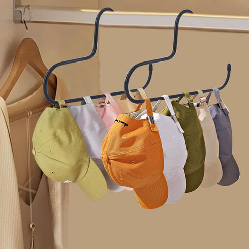 Hat Rack - 2 Pack Metal Organizer for Baseball Caps, Holds up to 20 Caps, Slip-Resistant Hat Hangers for Closet