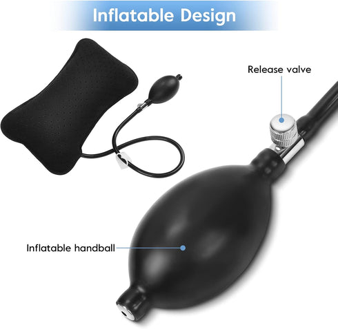 Inflatable Lumbar Support Pillow - Breathable Lower Back Cushion with Handpump for Travel and Home Use