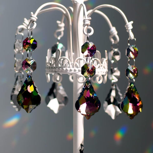 20pcs 38mm Chandelier Crystals Maple Leaf Prism Pendant Parts Connected Glass Octagon Beads Chain for Chandelier