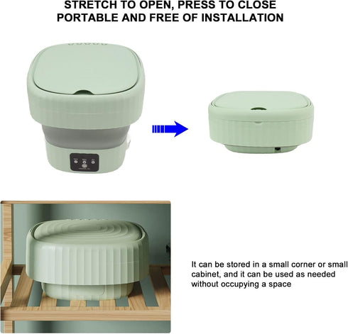 Portable Washing Machine, 6L Foldable Washer and Spin Dryer for Underwear Socks Towels, Mini Bucket Washer